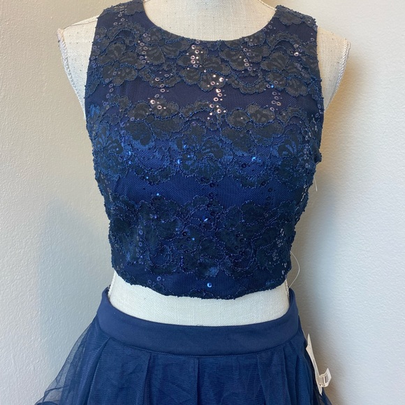 Nights by Teeze Me Navy 2 Piece Sequin/Tulle Special Occasion Dress - Picture 5 of 11